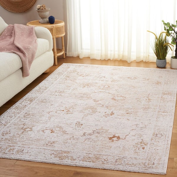 Romance 8 ft. x 10 ft. Ivory/Beige Rust Floral Oriental Area Rug