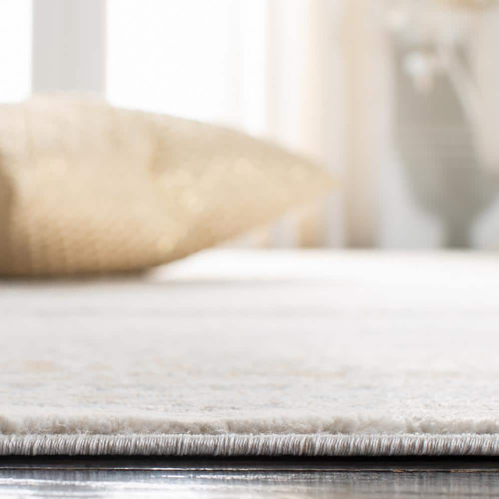 Isabella Cream and Beige Floral Bordered 8' x 10' Area Rug