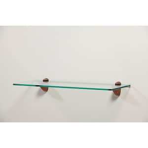 Capri 24 in. W x 8 in. D Clear Glass with Pelican Brackets Decorative Wall Shelf