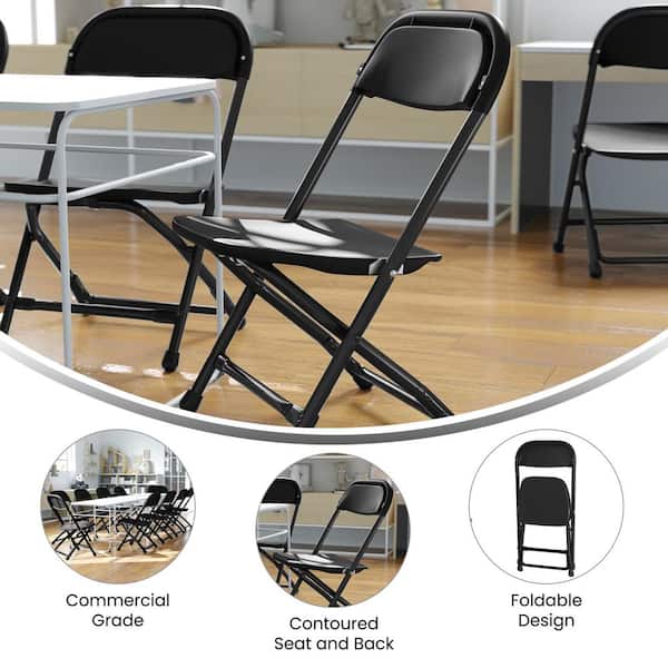 Flash Furniture Kids Black Plastic Folding Chair YKIDBK - The Home
