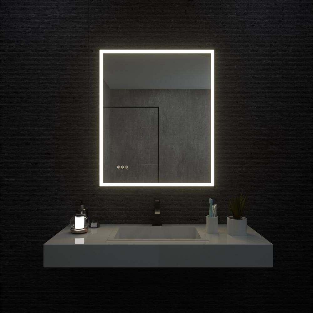 Miroir LEA d'akuaplus®® avec lumière DEL, 30 po x 30 po, noir mat