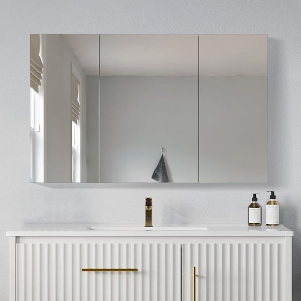 48 in. W x 30 in. H Rectangular Aluminum Medicine Cabinet with Mirror Blum Hinges