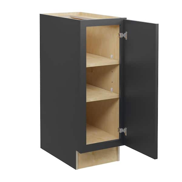 Home Decorators Collection Grayson 12 in. W x 24 in. D x 34.5 in. H Assembled Plywood Full Height Door Base Kitchen Cabinet in Deep Onyx RH