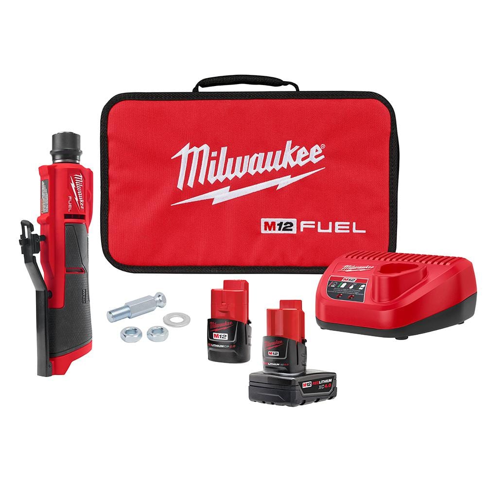 Milwaukee M12 FUEL 12V Lithium-Ion Brushless Low Speed Tire Buffer Kit with 4.0 Ah and 2.0 Ah Battery and Bag -  2409-22