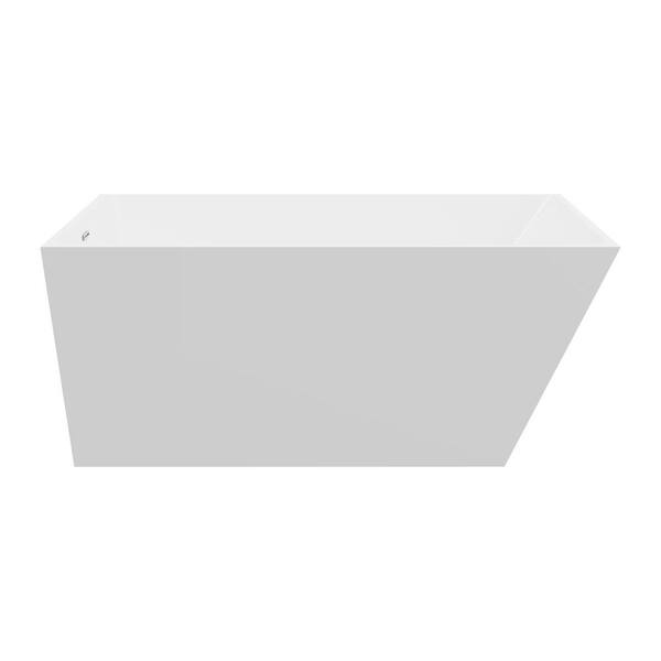 A&E Alaya 59 in. Acrylic Free-Standing Flatbottom Non-Whirlpool Bathtub in White