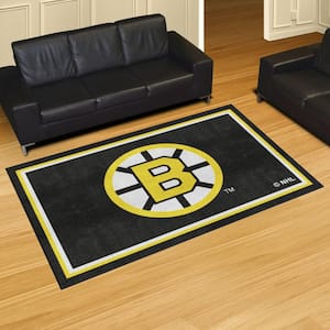 NHL Retro Boston Bruins Black 5 ft. x 8 ft. Plush Area Rug