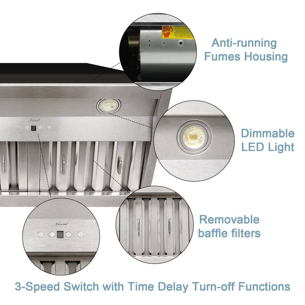 Akicon 36'' Stainless Steel Insert Range Hood with Charcoal Filter