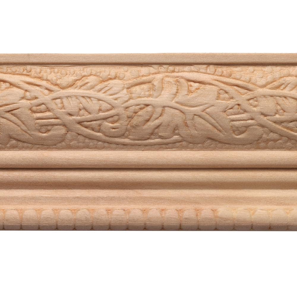 8-Foot Unfinished White Hardwood Embossed Chair Rail Moulding