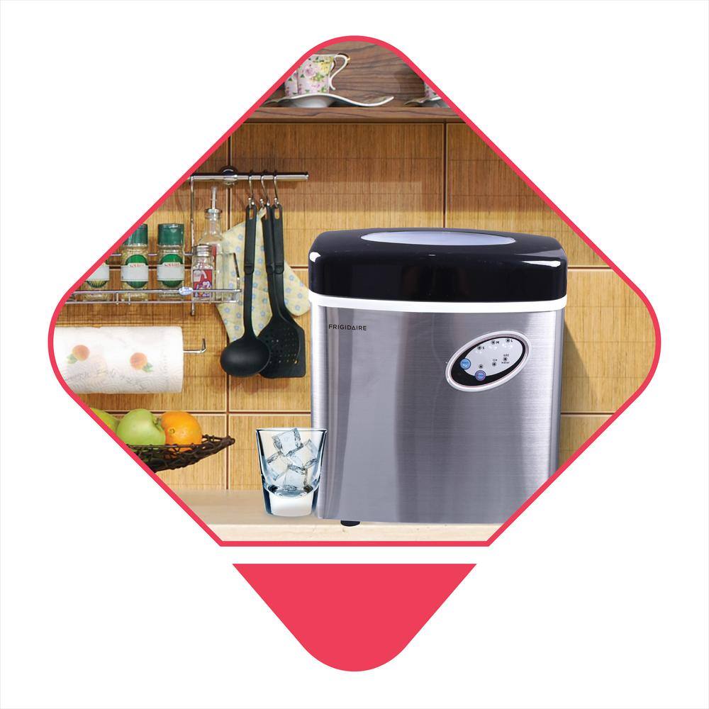 48 lb. Black Stainless Steel Freestanding Ice Maker with LED Control