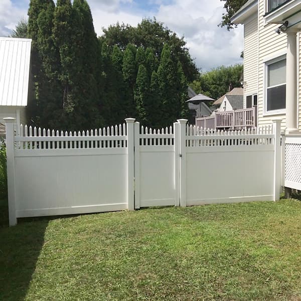 Weatherables Halifax 3.7 ft. W x 5 ft. H White Vinyl Privacy Fence Gate Kit