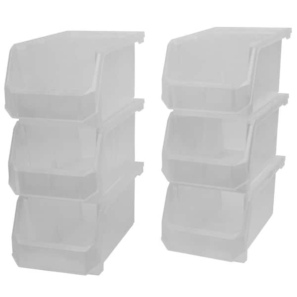 Plastic Stackable Storage Bin Containers for Organizing, Large (14.8 in. D x 8 in. W x 7 in. H), 6-Pack, Clear