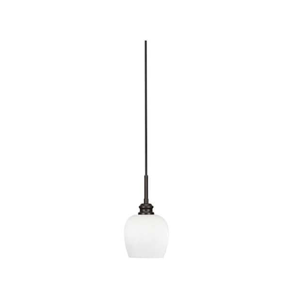 Unbranded Albany 60-Watt 1-Light Espresso Pendant Mini Pendant Light White Marble Glass and Light Bulb Not Included