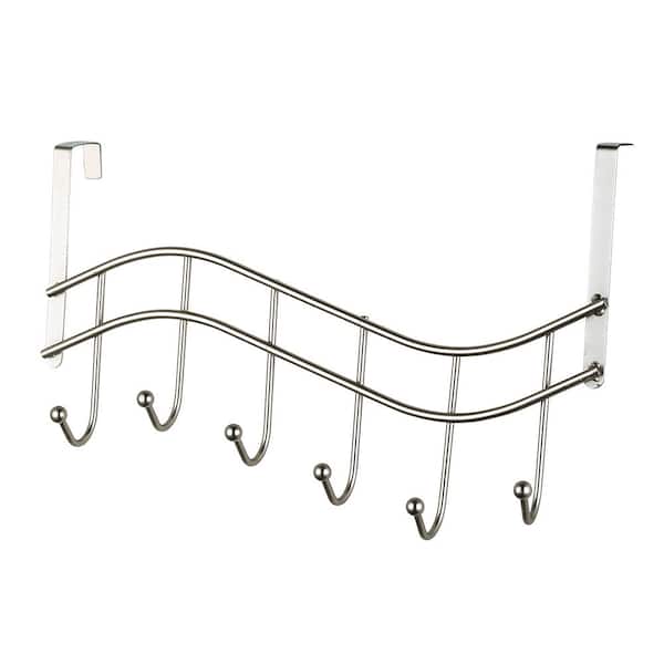Home Basics Over The Door 6 Hook Organizing Rack, Satin Nickel