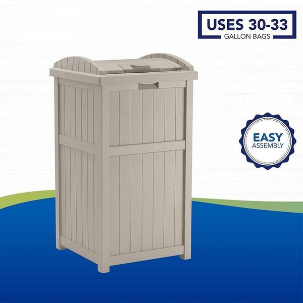 Cubilan 15.75 in. W x 16 in. D x 31.6 in. H, Outdoor 30 Gallon Durable Garbage Can Trash Waste Bin Container Trash Can Storage, Gray