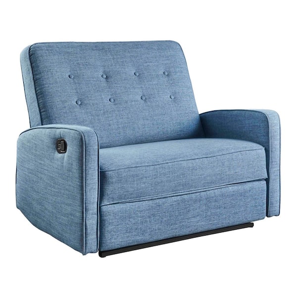 Noble House Calliope 47 in. Muted Blue/Black Polyester 2-Seat Reclining Loveseat