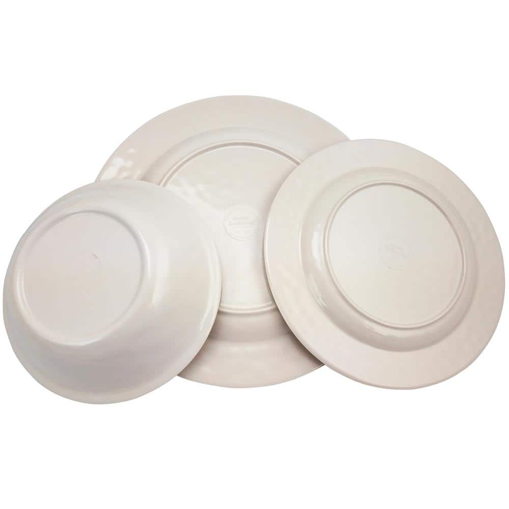 Mauna White Crackle Melamine 12-Piece Dinnerware Set