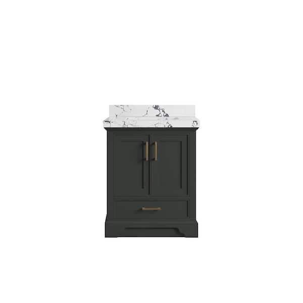 Willow Collections Charlotte 30 in. W x 22 in. D x 36 in. H Single Sink Bath Vanity Center in Black Top with 2 in. Viola Night Quartz Top
