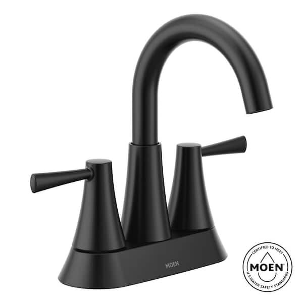 MOEN Ronan 4 in. Centerset 2-Handle Curved Bathroom Faucet in Matte Black
