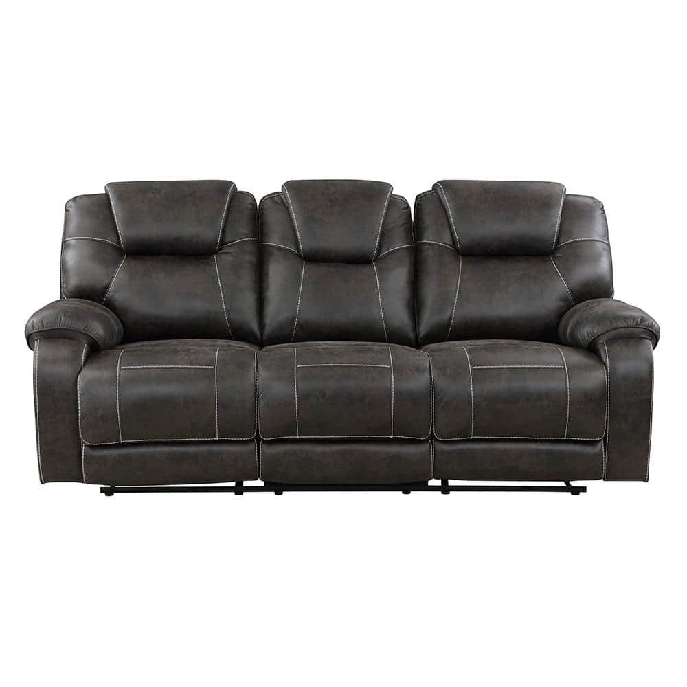 Emily 87 in. W Straight Arm Microfiber Rectangle Manual Double Reclining So