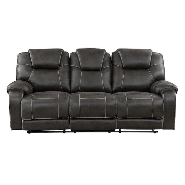 Unbranded Emily 87 in. W Straight Arm Microfiber Rectangle Manual Double Reclining Sofa in Chocolate