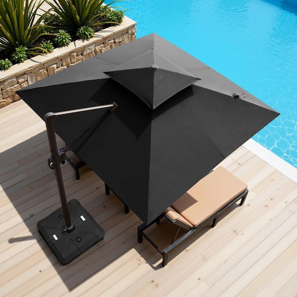 black 10 ft patio umbrella phoenix 10ft it leaves seating areas open and unobstructed 10' Round Sunbrella Canvas Flax