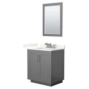 Miranda 30 in. W x 22 in. D x 33.75 in. H Single Bath Vanity in Dark Gray with Giotto Quartz Top and 24 in. Mirror