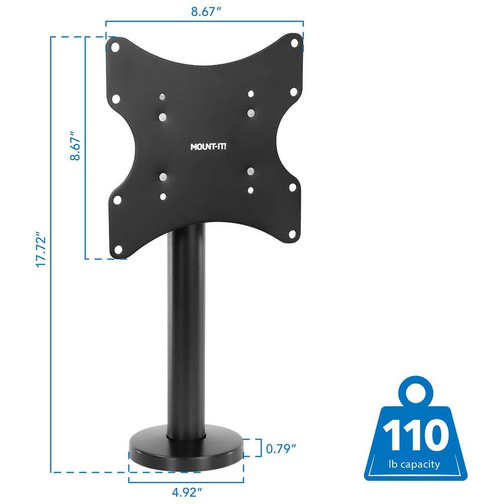 Heavy Duty Black Steel Desk-Mount TV Stand for 23"-43" Screens