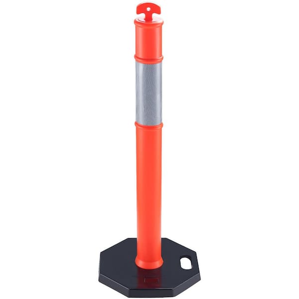 SKYSHALO Traffic Delineator Post Cones, 2 Pack, Traffic Safety Barrier with 16.93 x 16.93 in. Rubber Base, for Outdoor Indoor