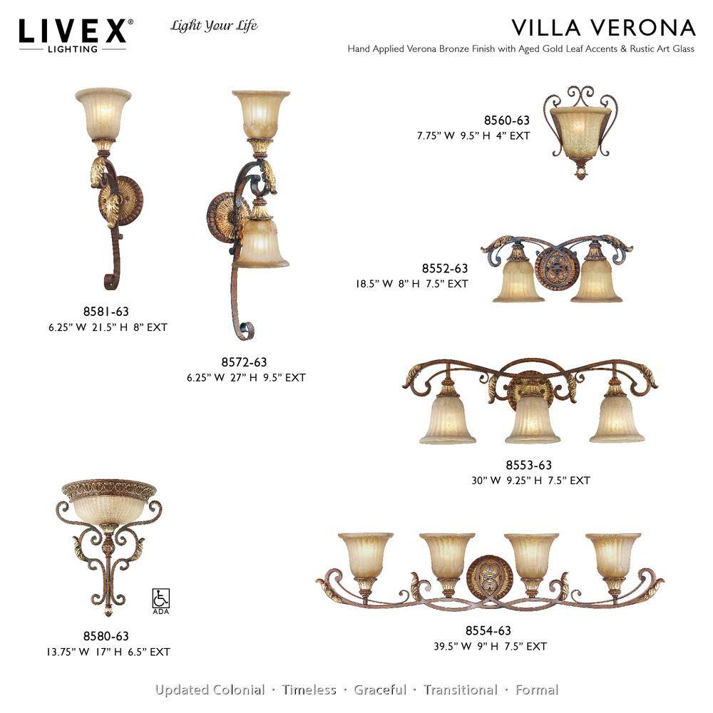 Verona Bronze and Gold Leaf Rustic Art Glass Sconce