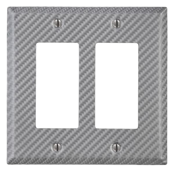 AMERELLE Branston 2 Gang Rocker Steel Wall Plate - Silver