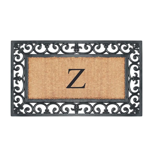 A1 Home Collections A1hc Dirt Trapper Black/Beige 23 in. x 38 in. Rubber and Coir Heavy Weight Large Monogrammed G Doormat