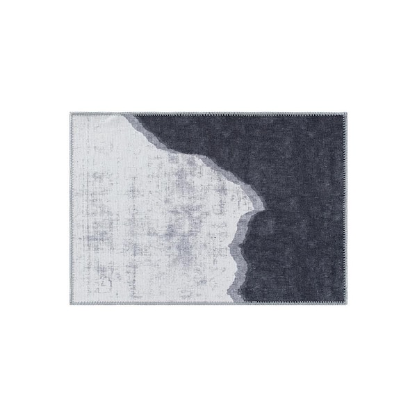 World Rug Gallery Ivory 2 ft. 1 in. x 3 ft. Contemporary Modern Abstract Machine Washable Area Rug