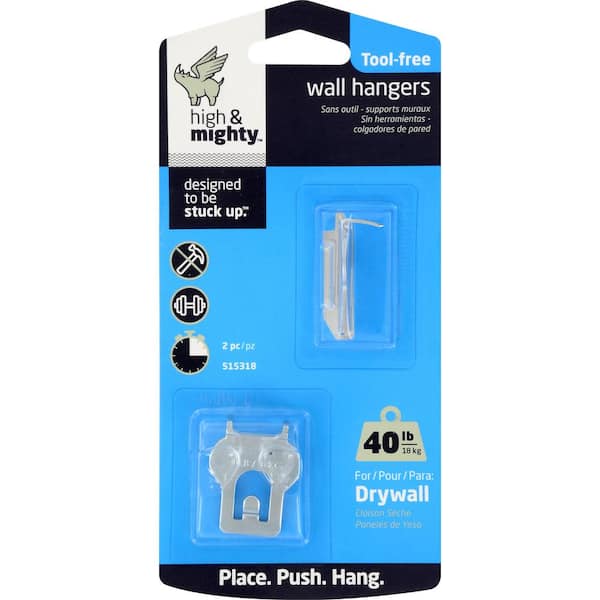 High & Mighty 40 lb. Tool Free Picture Hanger (2-Pack)
