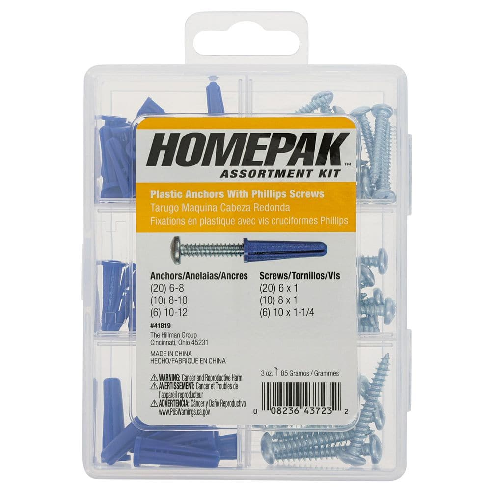 Hillman HOMEPAK Plastic Anchors with Pan Head Screws Assorted Kit