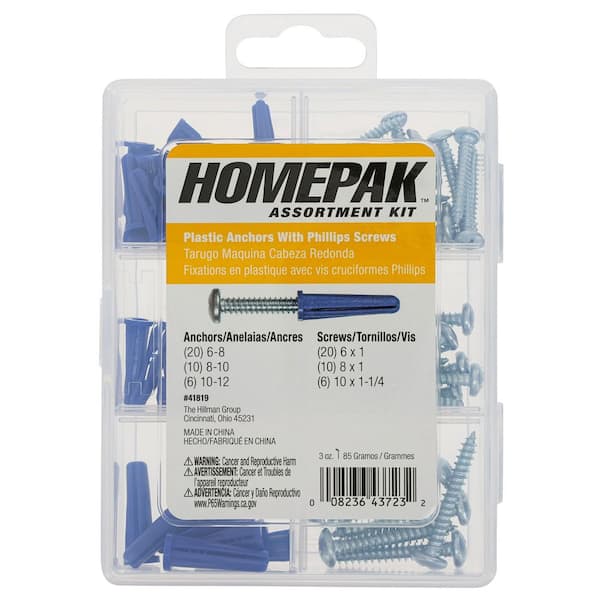 Hillman HOMEPAK Plastic Anchors with Pan Head Screws Assorted Kit (72-Pack)