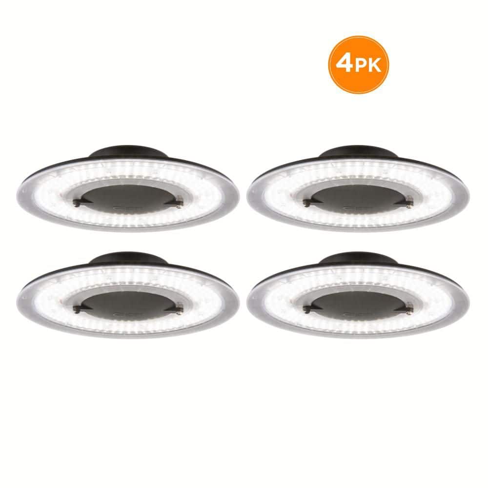 4-Pack 1 ft. 400-Watt Equivalent LED High Bay Light Thin Profile 12,000 Lumens 90W 5000K Daylight 120-277V Round Black price history on PriceWatchPro