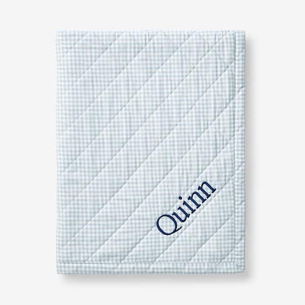 Company Kids Ditsy Gingham Quilted/Sherpa Blue Stroller Blanket