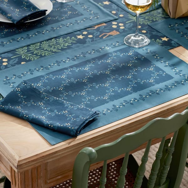 Company Cotton Reindeer 20 in. W x 14 in. H Blue Cotton Placemat Set of 4