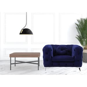 Charlie Blue Fabric Fabric Arm Chair with Removable and Tufted Cushions