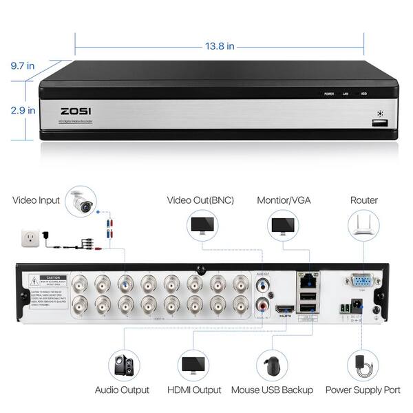 16CH 1080P CCTV Camera DVR Video Recorder Home Surveillance Security System AHD 