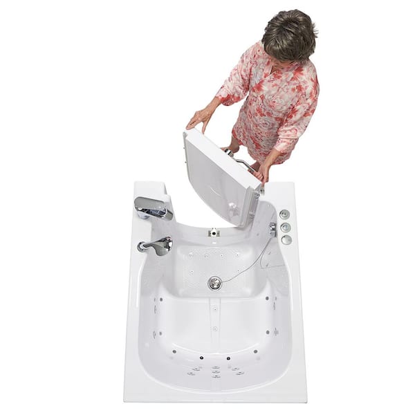 Front Entry 32 in. x 40 in. Walk-In Whirlpool & Air Bath Bathtub in White, Left Outward Swing Door, Fast Fill & Drain Front Entry 32 in. x 40 in. Walk-In Whirlpool & Air Bath Bathtub in White, Left Outward Swing Door, Fast Fill & Drain
