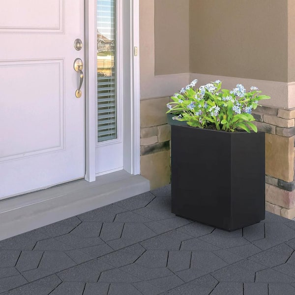 16 in. x 16 in. x ¾ in. Black/Gray Blended Dual-Sided Rubber Paver (9-Pack)