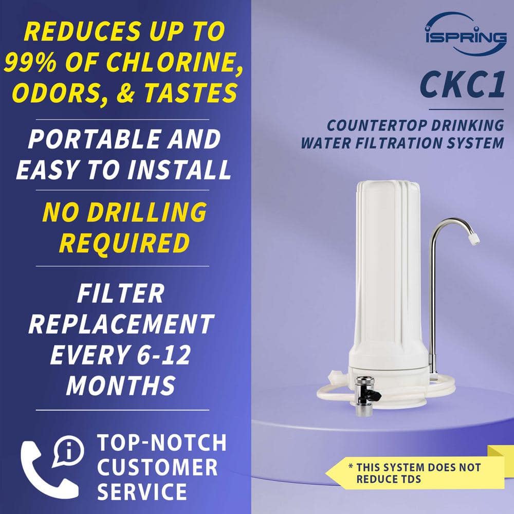 Compact White Countertop Water Filtration System with Carbon Filter
