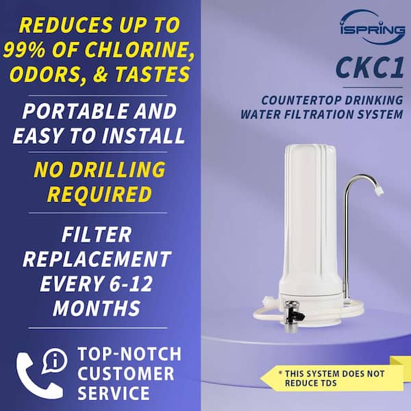 Countertop Drinking Water Filtration System, White Housing - Includes 2.5 in. x 10 in. Carbon Block Filter