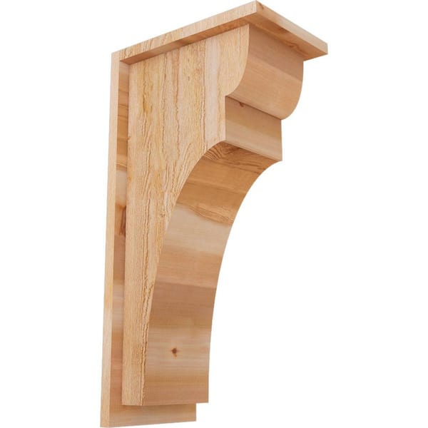 Ekena Millwork 8 in. x 12 in. x 24 in. Western Red Cedar Yorktown Rough Sawn Corbel with Backplate
