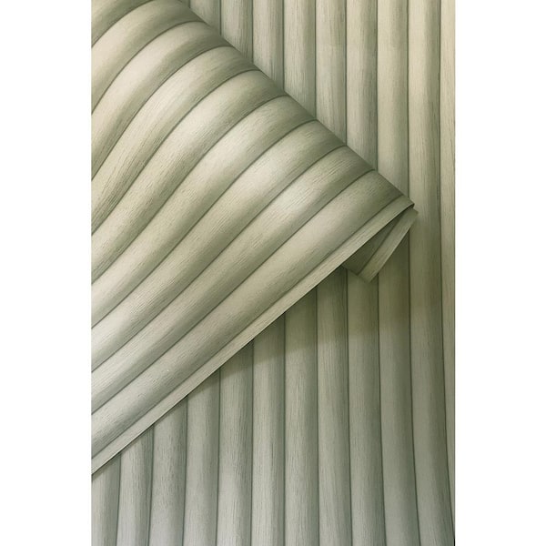 Sage 3-Dimensional Stripe Print Non Woven Non-Pasted Textured Wallpaper 57 sq. ft.