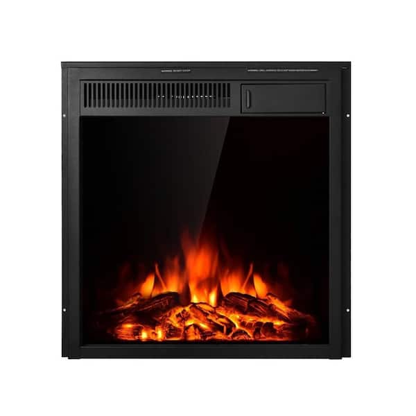 Etokfoks 750-Watt/1500-Watt Black Electric Infrared Fireplace Space Heater with Remote Control and 3D Realistic Flames