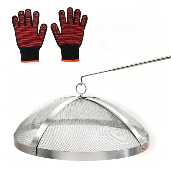 SKONYON Fire Pit Wind Guard 29 x 8 in. Round Tempered Glass Flame