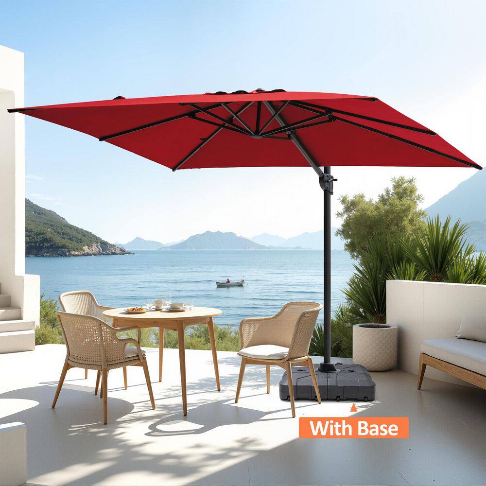 9 ft. x 11 ft. Aluminum Cantilever Offset Rotational Adjustable Tilt Patio Umbrella in Red with Stand Fillable Base price history on PriceWatchPro