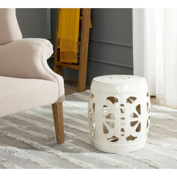 Stencil Blossom Cream Ceramic Garden Stool